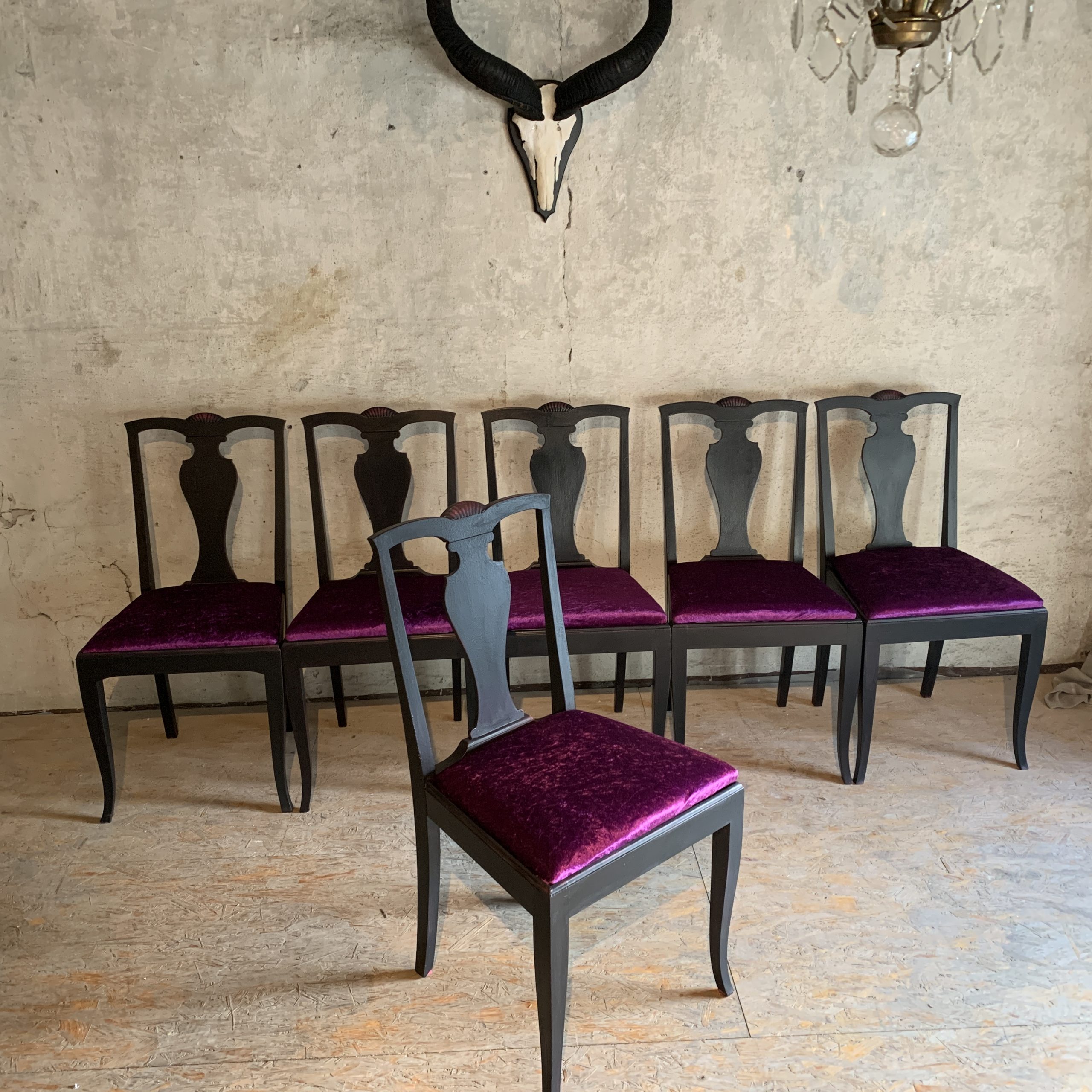 Jugendstil Ensemble, Ausziehtisch mit 6 Stühlen, 20 Jhd. – Bild 7